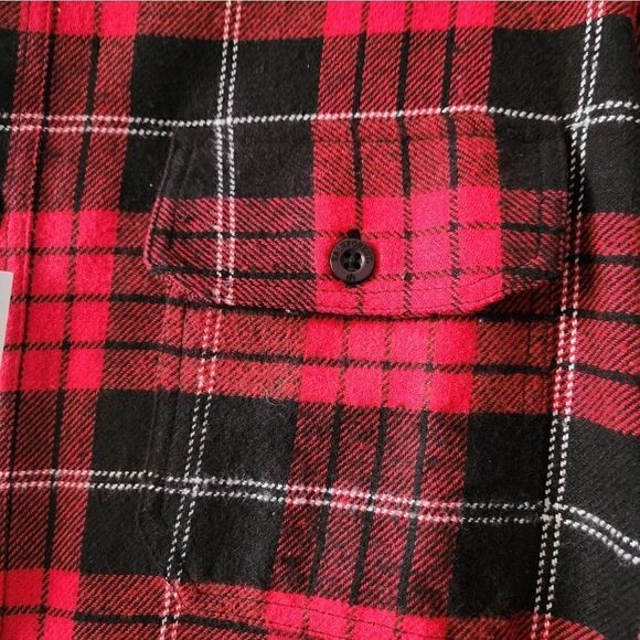 RAINFOREST MEN'S HEAVYWEIGHT PLAID FLANNEL SHIRT BLACK/RED SIZE M - Picture 4 of 5